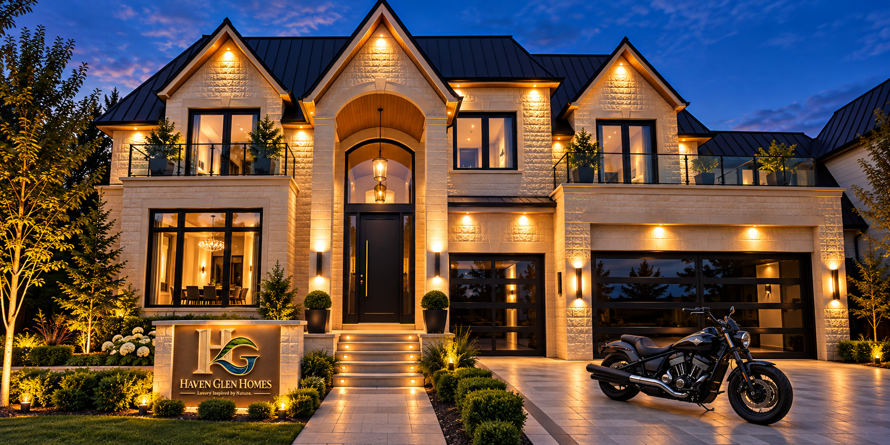 Luxury Haven Glen Homes residence at twilight